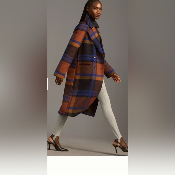 LAST CHANCE AVEC LES FILLES Wool Blend Plaid Raglan Coat - Picture 2 of 12